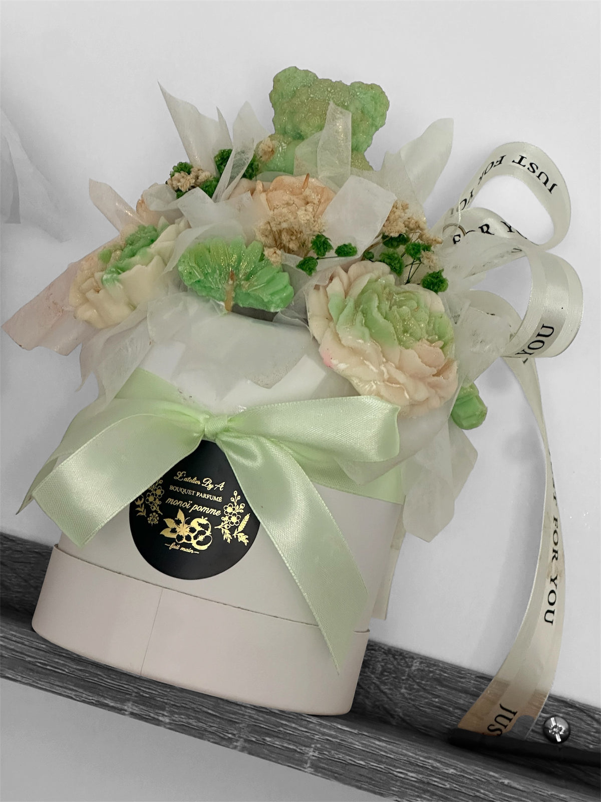Bouquet de fondants parfumés vert et blanc